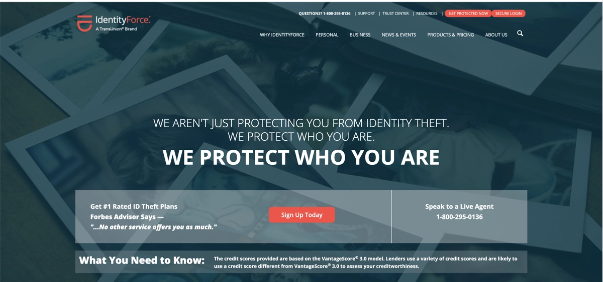 Identity Force Website Homepage