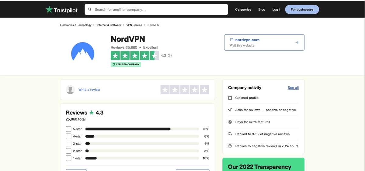 NordVPN Trust Pilot